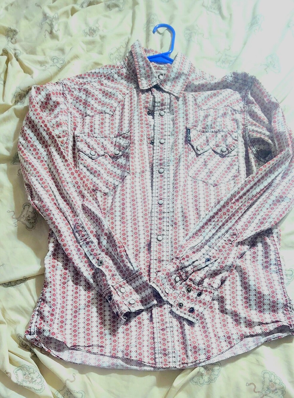 Cinch Men's Red & White Patterned Button-Down Shirt